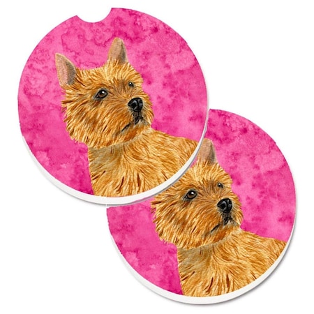 Carolines Treasures Pink Norwich Terrier Set of 2 Cup Holder Car Coaster SS4775-PKCARC